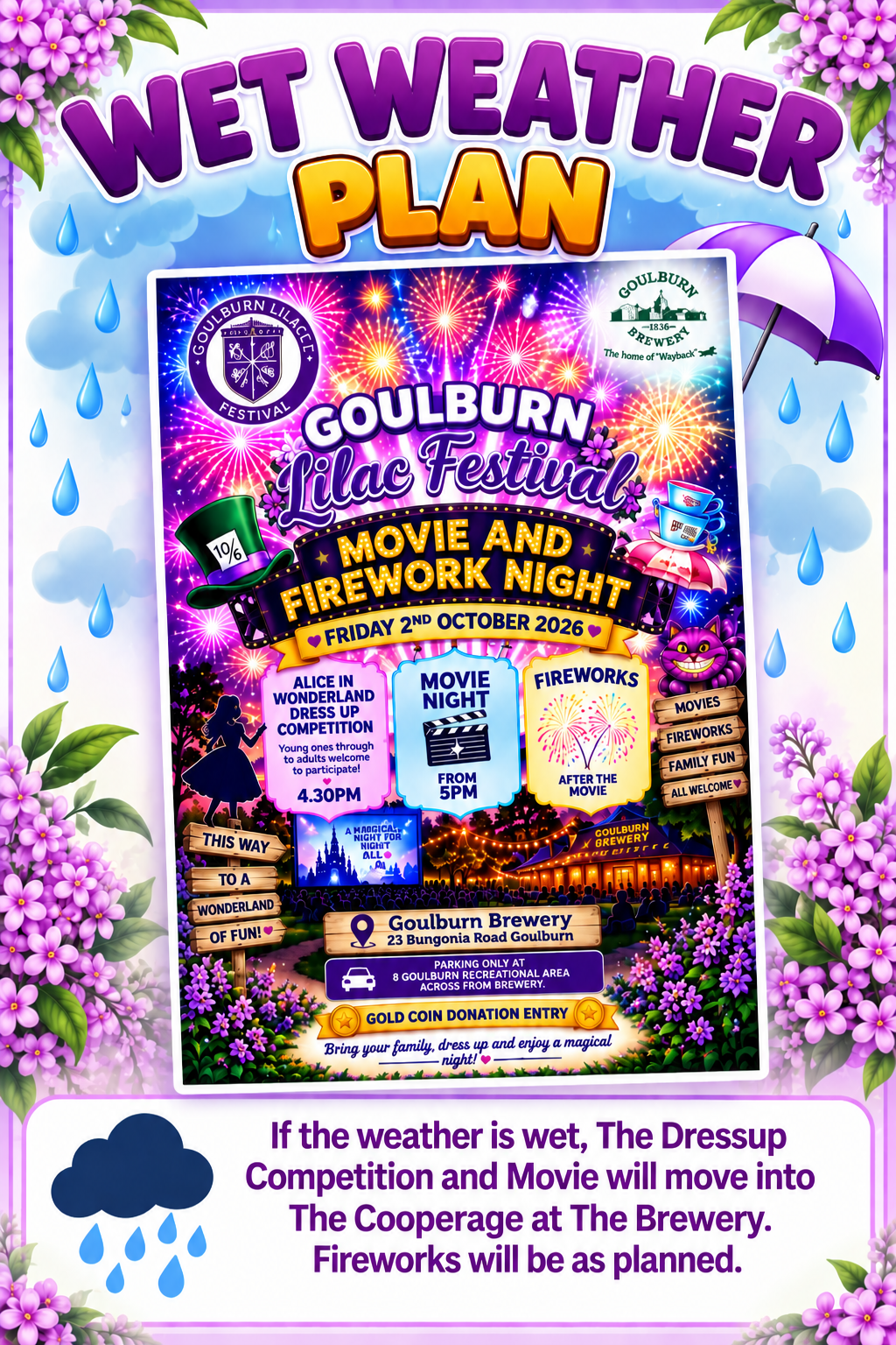 Goulburn Lilac Festival Wet Weather Plan - Goulburn Lilac City Festival
