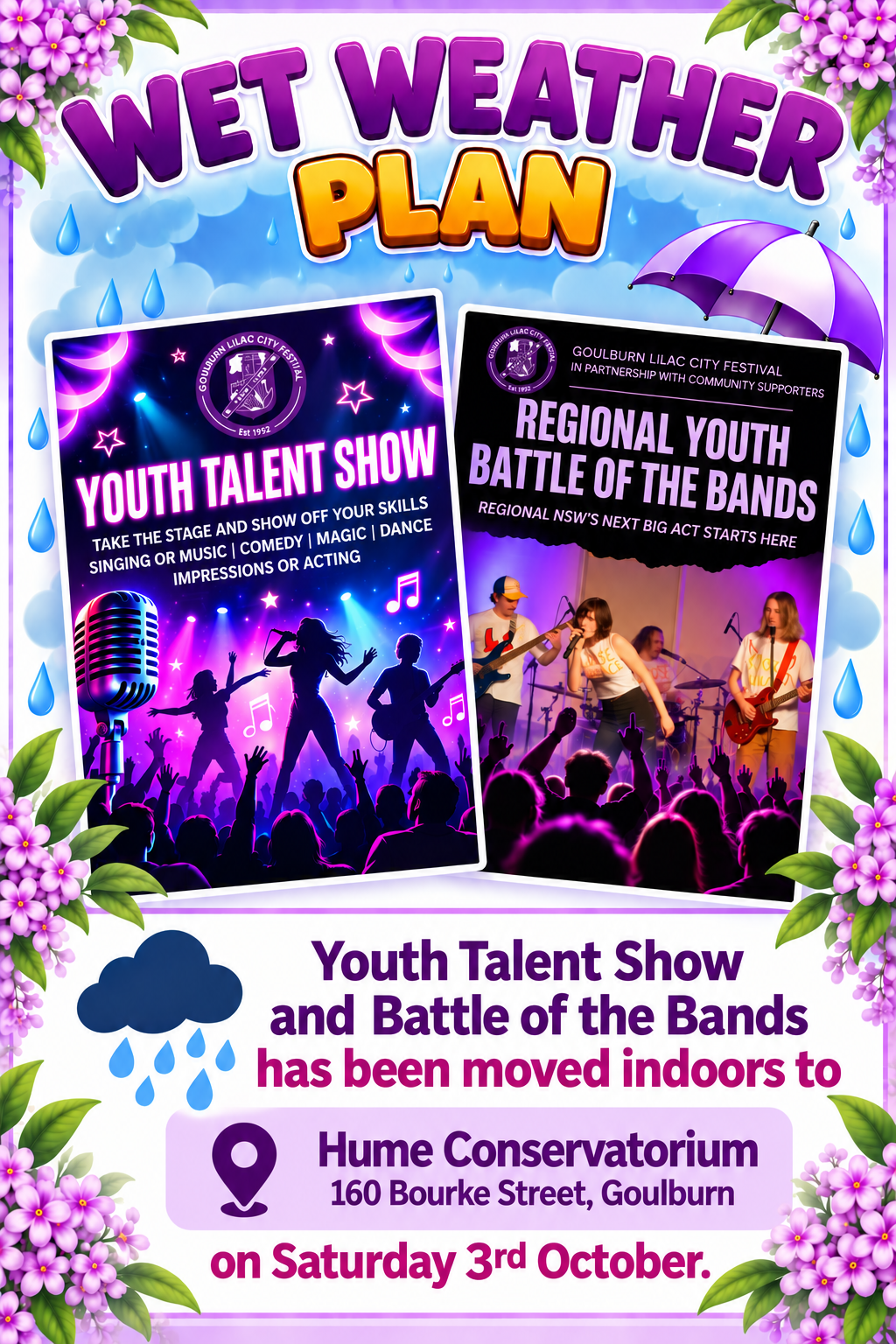 Wet Weather Festival Plan 1 - Goulburn Lilac City Festival